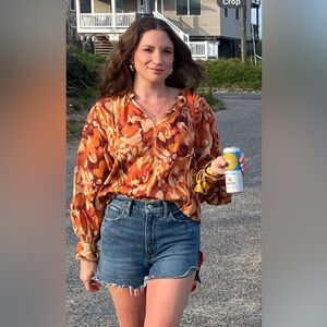 By Anthropologie Tassel Stitched Blouse